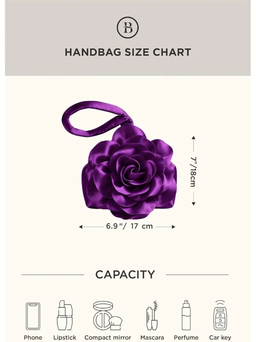 〽️ Women’s Purple Satin Flower Triangle Clutch Wristlet Purse Evening Bag